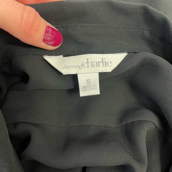 Charming Charlie Sheer Button-Down, Size S - Picture 3 of 4